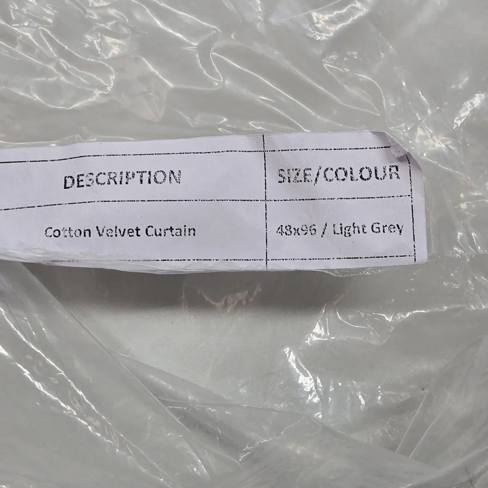 QUINCE 48x96 Cotton Velvet Curtain Light Grey 2497